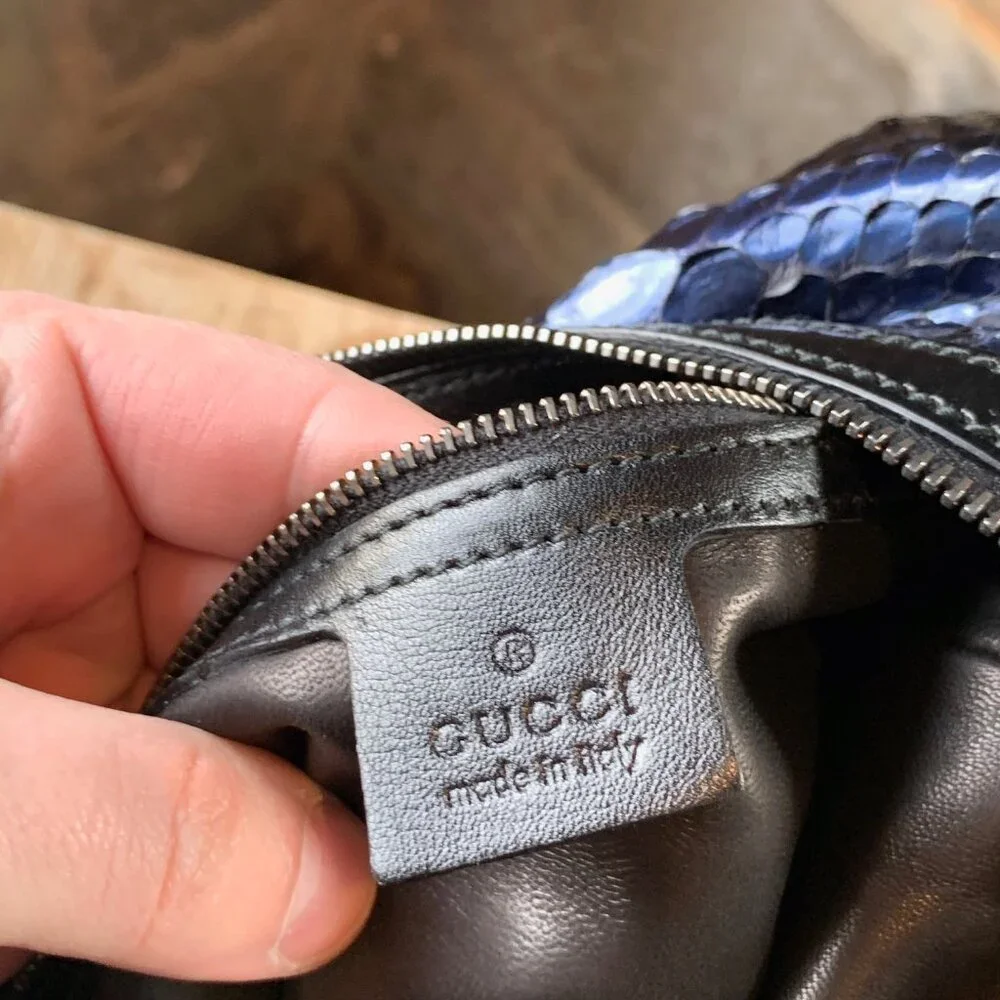 Gucci Navy Python Hobo Bag - Picture 9 of 13